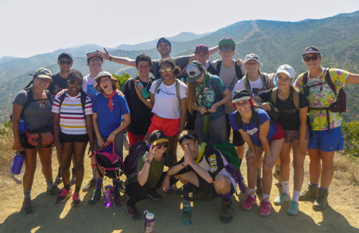 Campers at the summit of one of the hiking trails on Catalina Island