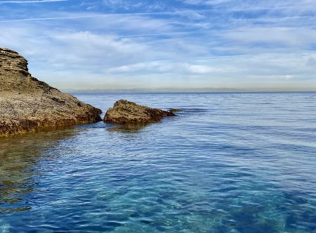 beautiful blue ocean water and blue sky